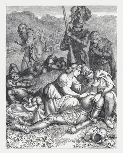 Illustrazione per il poema La Principessa di Tennyson (incisione) da Daniel (after) Maclise
