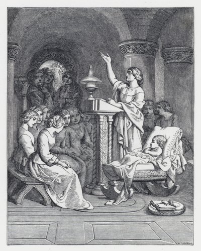 Illustrazione per il poema La Principessa di Tennyson (incisione) da Daniel (after) Maclise