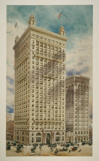 Edificio Land Title and Trust con aggiunta, Philadelphia, Pennsylvania, prospettiva, 1900 da Daniel Burnham