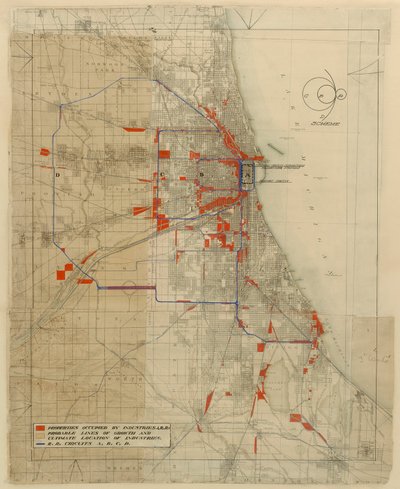 Piano di Chicago, Chicago, Illinois, Diagramma dei circuiti ferroviari da Daniel Burnham
