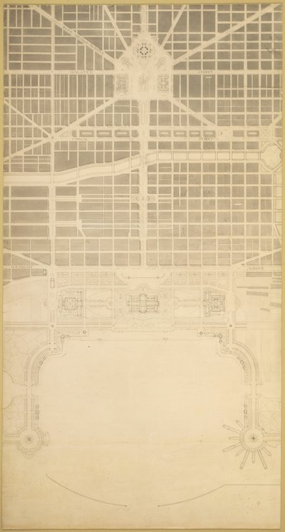 Tavola 129 dal Piano di Chicago, 1909: Chicago. Il centro degli affari della città da Daniel Burnham