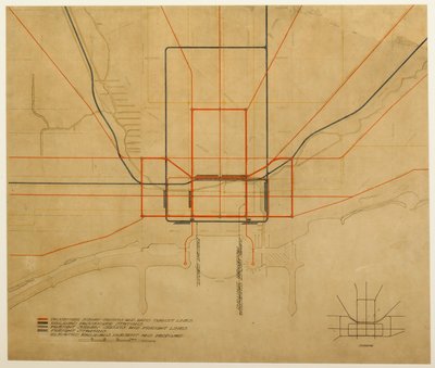 Piano di Chicago, 1909: Diagramma della città, mostrando il sistema completo da Daniel Burnham