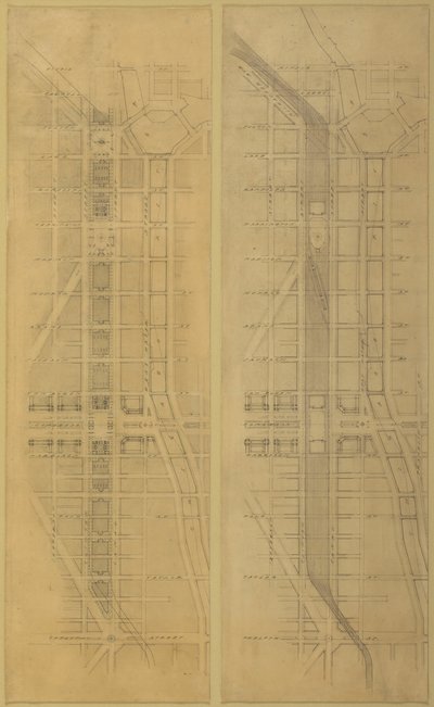 Tavola 79 2 Disegni dal Piano di Chicago: Posizione e disposizione suggerite da Daniel Burnham