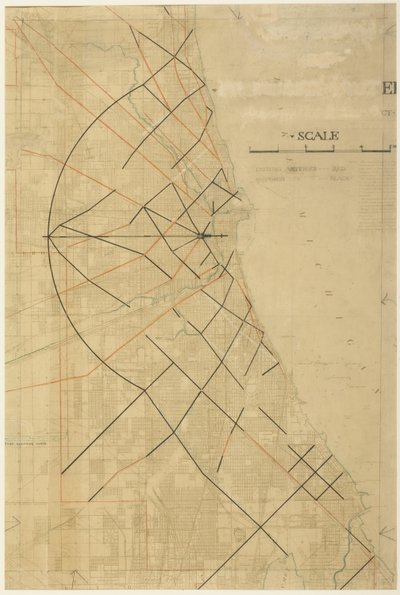 Tavola 91 dal Piano di Chicago, Chicago, Arterie Diagonali Proposte, 1909 da Daniel Burnham
