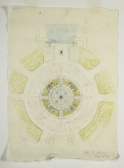 Potomac Round Point, Washington D.C., schizzo del piano della piscina circolare, 1909 da Daniel Burnham