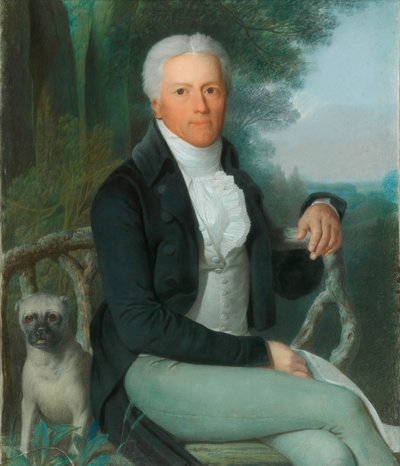Ritratto del conte Karl August von Hardenberg 1750-1822 nel parco della sua tenuta di campagna, c. 1810 da Daniel Caffe