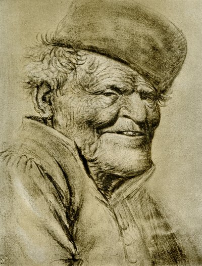 Studio della testa di un contadino sorridente da Daniel Dumonstier or Dumoustier