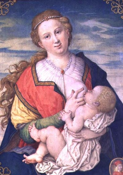 Vergine e Bambino, 1600 dopo un disegno di Albrecht Durer (1471-1528) da Daniel Froschl