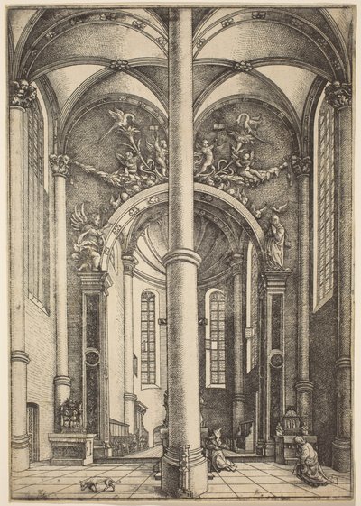 Interno della Chiesa di Santa Caterina con la parabola del fariseo e del pubblicano da Daniel Hopfer
