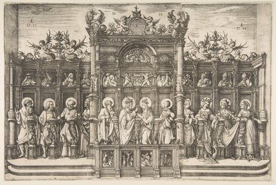 Grande stallo del coro con Cristo che benedice la Vergine da Daniel Hopfer