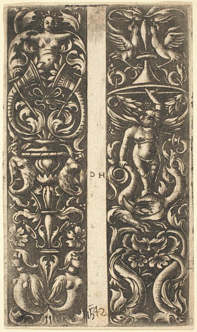 Ornamento con Sirene e Ornamento con Genio da Daniel Hopfer