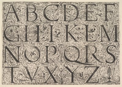 Alfabeto maiuscolo romano, ca. 1520 da Daniel Hopfer