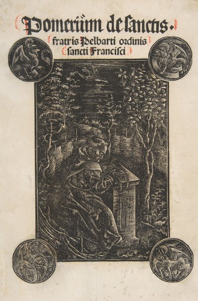 Il francescano Pelbart di Temesvar che studia in un giardino Schr. 2876, 1502 da Daniel Hopfer.