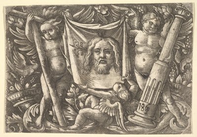 Il sudario tenuto da due angeli da Daniel Hopfer
