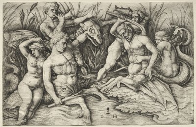 Due Tritoni che Combattono - Battaglia degli Dei del Mare (parte destra) da Daniel Hopfer
