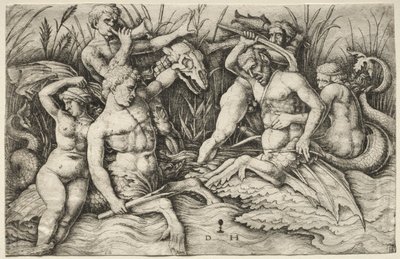 Due Tritoni che combattono - Battaglia degli Dei del Mare (parte destra) da Daniel Hopfer