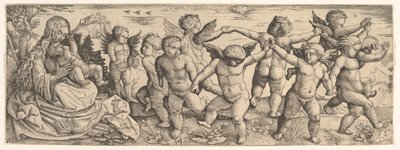 Vergine e Bambino con angeli che danzano in un paesaggio da Daniel Hopfer