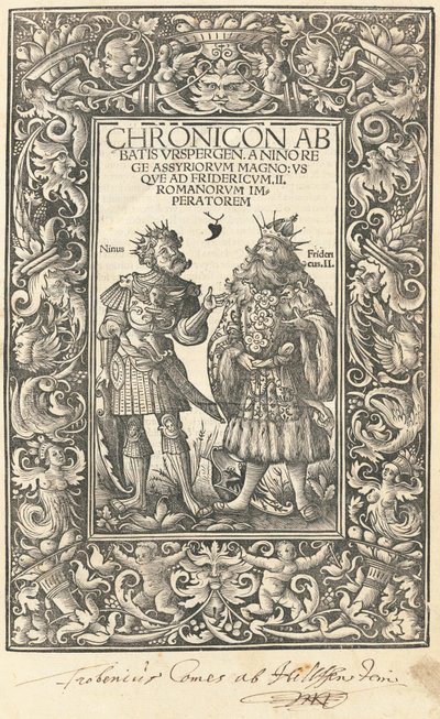 Chronicon Abbatis Urspergen da Daniel Hopfer and Burchardus Biberacensis, Provost of Ursperg