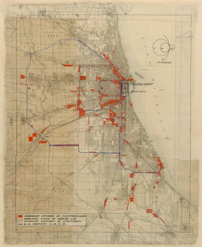 Piano di Chicago, Chicago, Illinois, diagramma dei circuiti ferroviari da Daniel Hudson Burnham