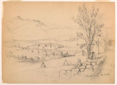 Disegno, Schizzi di artisti a Chocorua Pond, New Hampshire, 28 settembre 1854 da Daniel Huntington