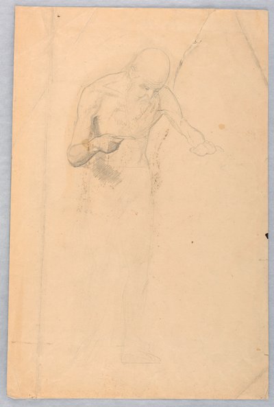 Disegno, uomo barbuto in piedi, 1852 da Daniel Huntington