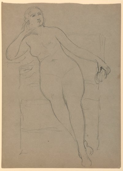Disegno, Nudo femminile seduto, 1870-80 da Daniel Huntington