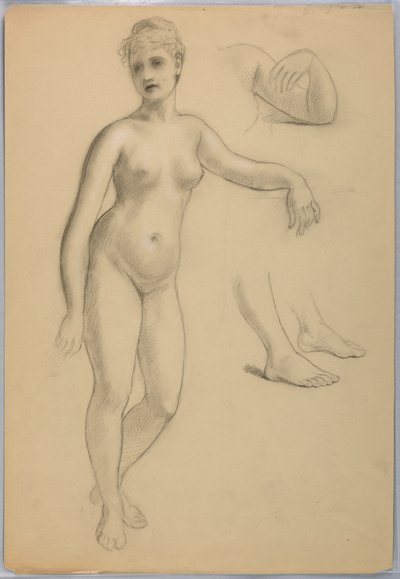 Disegno, Nudo femminile in piedi, settembre, 1860-70 da Daniel Huntington