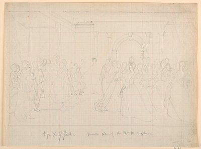 Disegno, Piano generale per la reception di Martha Washington, 1860 da Daniel Huntington