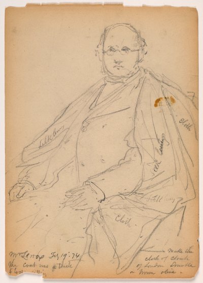 Disegno, James Lenox seduto, 19 febbraio 1874 da Daniel Huntington