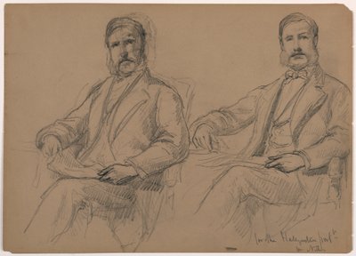Disegno, Julius Hallgarten seduto, due studi; verso: Mr. Hunt in piedi, 1884 da Daniel Huntington
