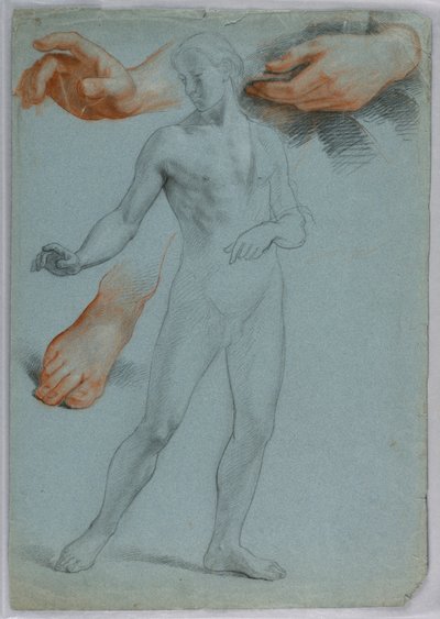Disegno, Nudo maschile in piedi, Separ, 1858 da Daniel Huntington