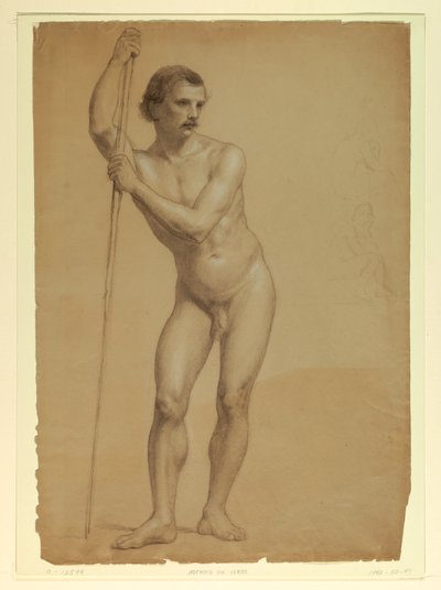 Disegno, Nudo maschile in piedi, due S, 1866 da Daniel Huntington