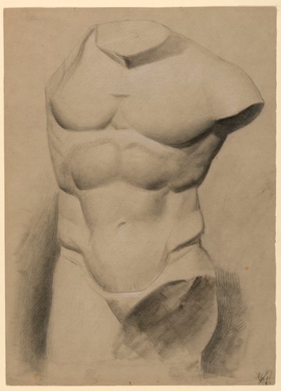 Disegno, Torso maschile da un gesso, 1840 da Daniel Huntington