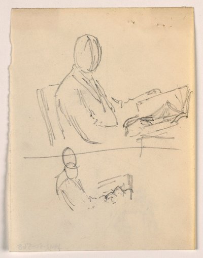 Disegno, Uomo seduto con un libro, 1879-86 da Daniel Huntington