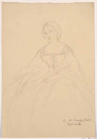 Disegno, Mrs. Sheppard Gandy seduta; verso: schizzo al tratto, 1859 da Daniel Huntington