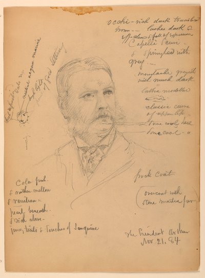 Disegno, Presidente Chester Alan Ar, 21 novembre 1884 da Daniel Huntington