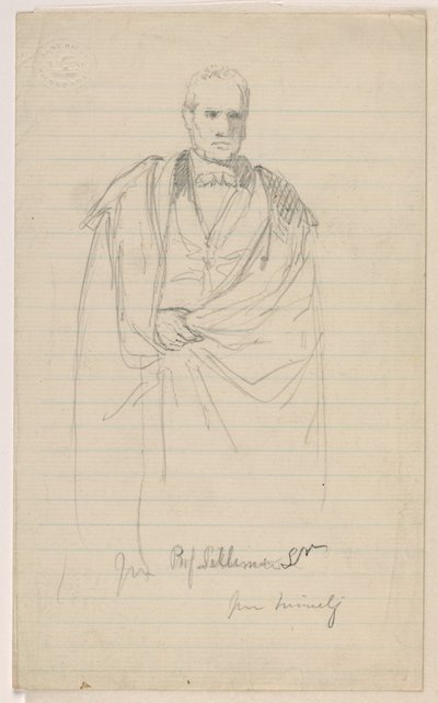 Disegno, Prof Benjamin Silliman, Sr. In piedi; a sinistra: Prof. Benjamin Silliman, Sr. seduto, 1858 da Daniel Huntington