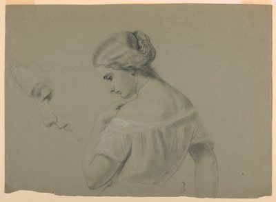 Disegno, profilo di testa di donna a, 1840-70 da Daniel Huntington