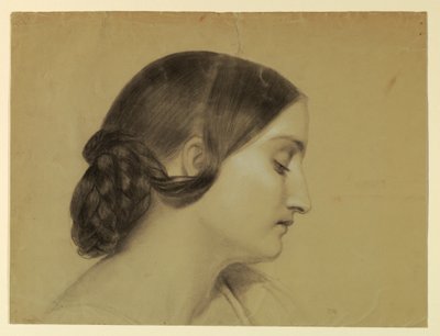 Disegno, Profilo di donna con nodo intrecciato, 1845 ca. da Daniel Huntington