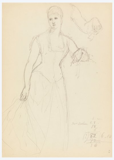 Disegno, schizzo per un ritratto di Bella Worsham, 1878 da Daniel Huntington