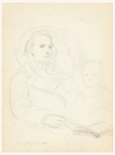 Disegno, schizzi per "Lezione di carità" e ritratto di Peter Richards, Jr., 1849 da Daniel Huntington