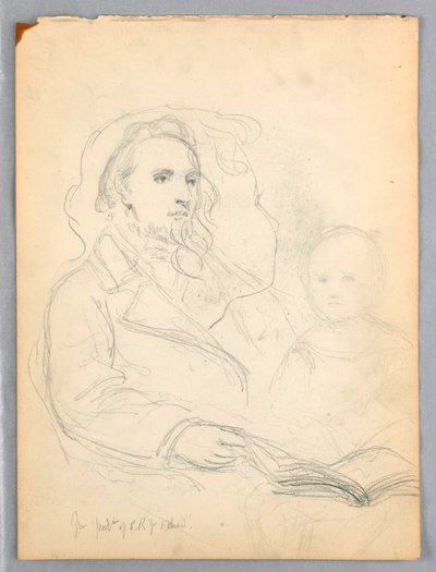 Disegno, schizzi per "Lezione di carità" e ritratto di Peter Richards, Jr., 1849 da Daniel Huntington