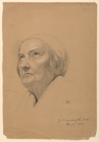 Disegno, studio per la "Comunione degli infermi", 1844 da Daniel Huntington