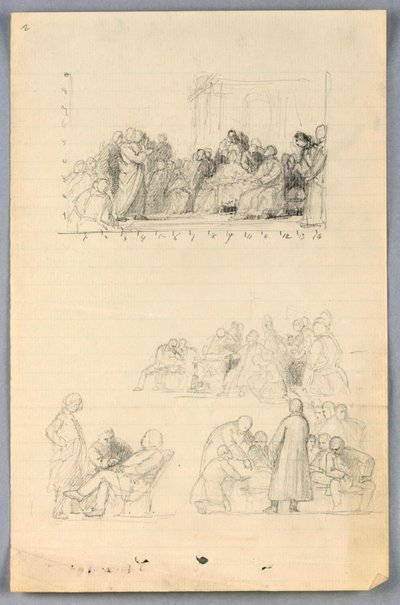 Disegno, studio per "Gruppo scientifico", 1858 da Daniel Huntington