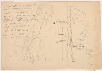 Disegno, Il bambino Hugh Baxter in piedi, studi di mani e labbra, 1865 da Daniel Huntington
