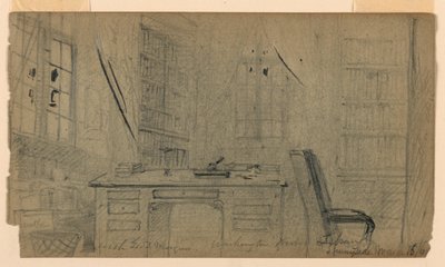 Disegno, Biblioteca di Washington Irving a Sunnyside, 16 marzo 1860 da Daniel Huntington