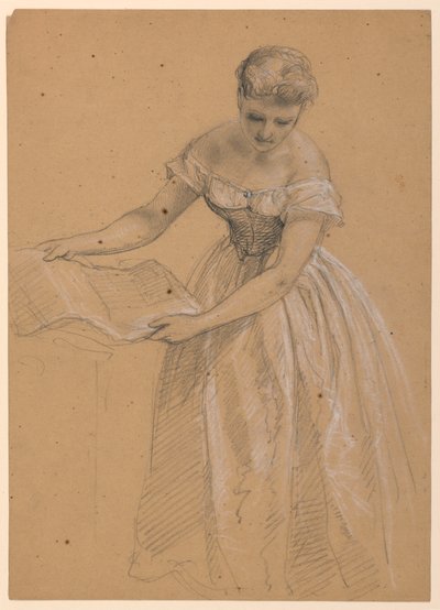 Disegno, Donna in piedi, 1860 da Daniel Huntington