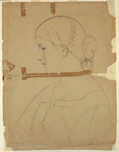 Disegno, Donna di profilo, modella a Roma, 1840 da Daniel Huntington
