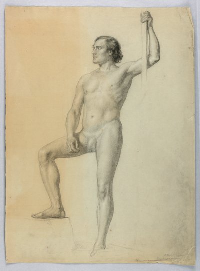 Nudo maschile con un piede su un gradino da Daniel Huntington