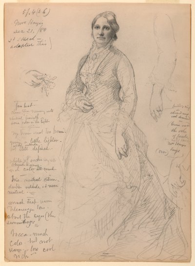 Mrs. Rutherford B. Hayes in Piedi, Studi di Braccio e Mani da Daniel Huntington